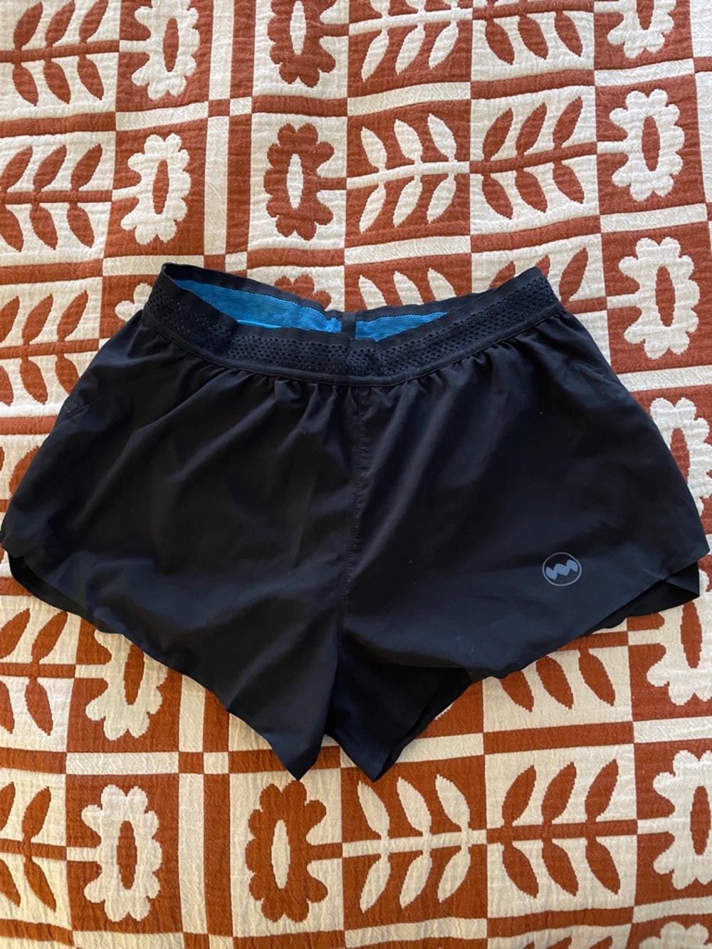 Janji Black Women's Athletic Running Shorts with Blue Liner